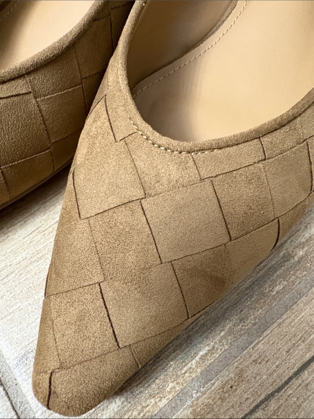 Tan Woven Pointed Slingback Flats - Picture 6 of 6